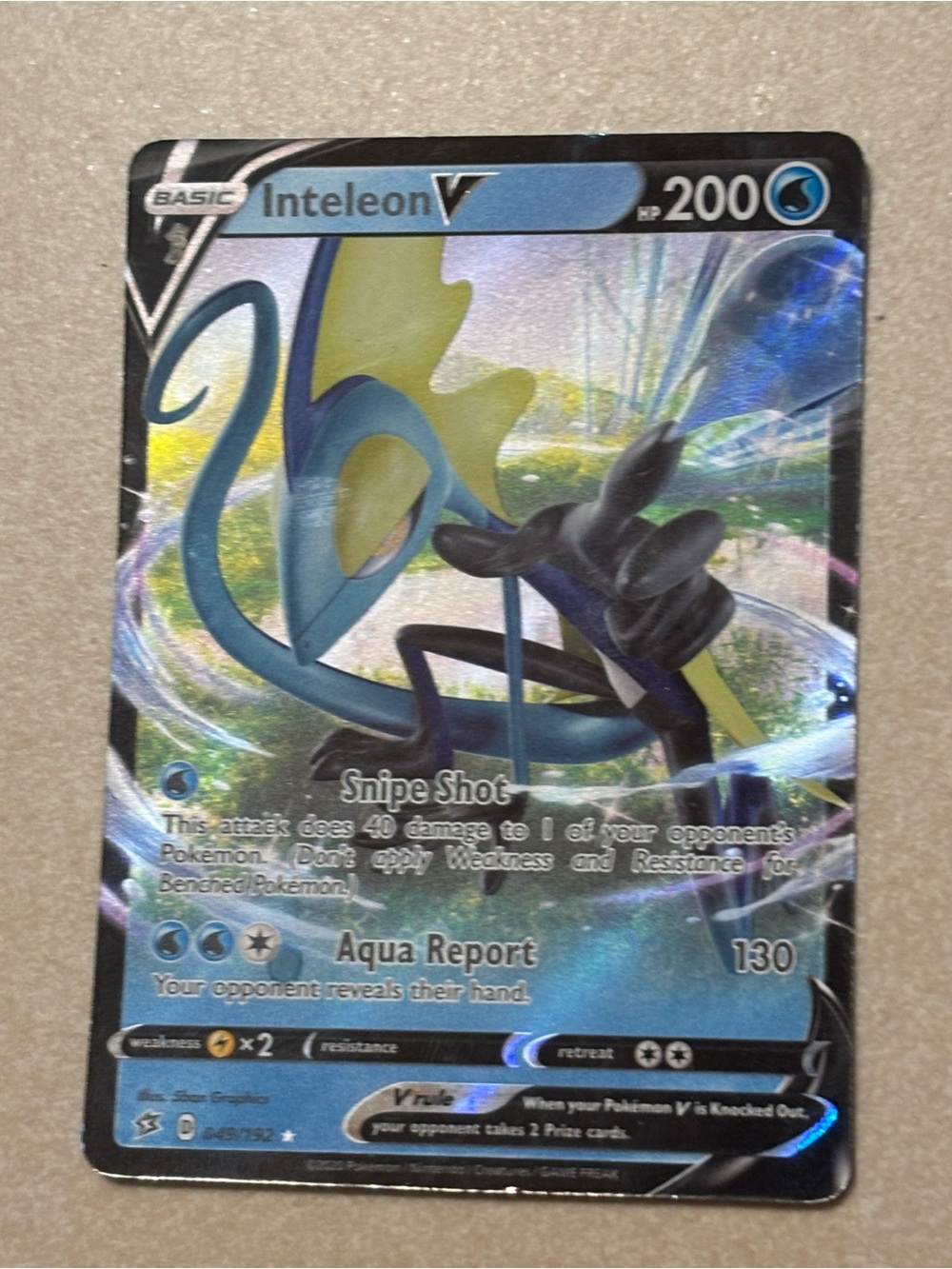 Pokemon Inteleon V Holographic Blue Yellow Trading Card